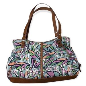 RELIC Tropical Leaf Print Canvas Hobo Shoulder Bag Purse